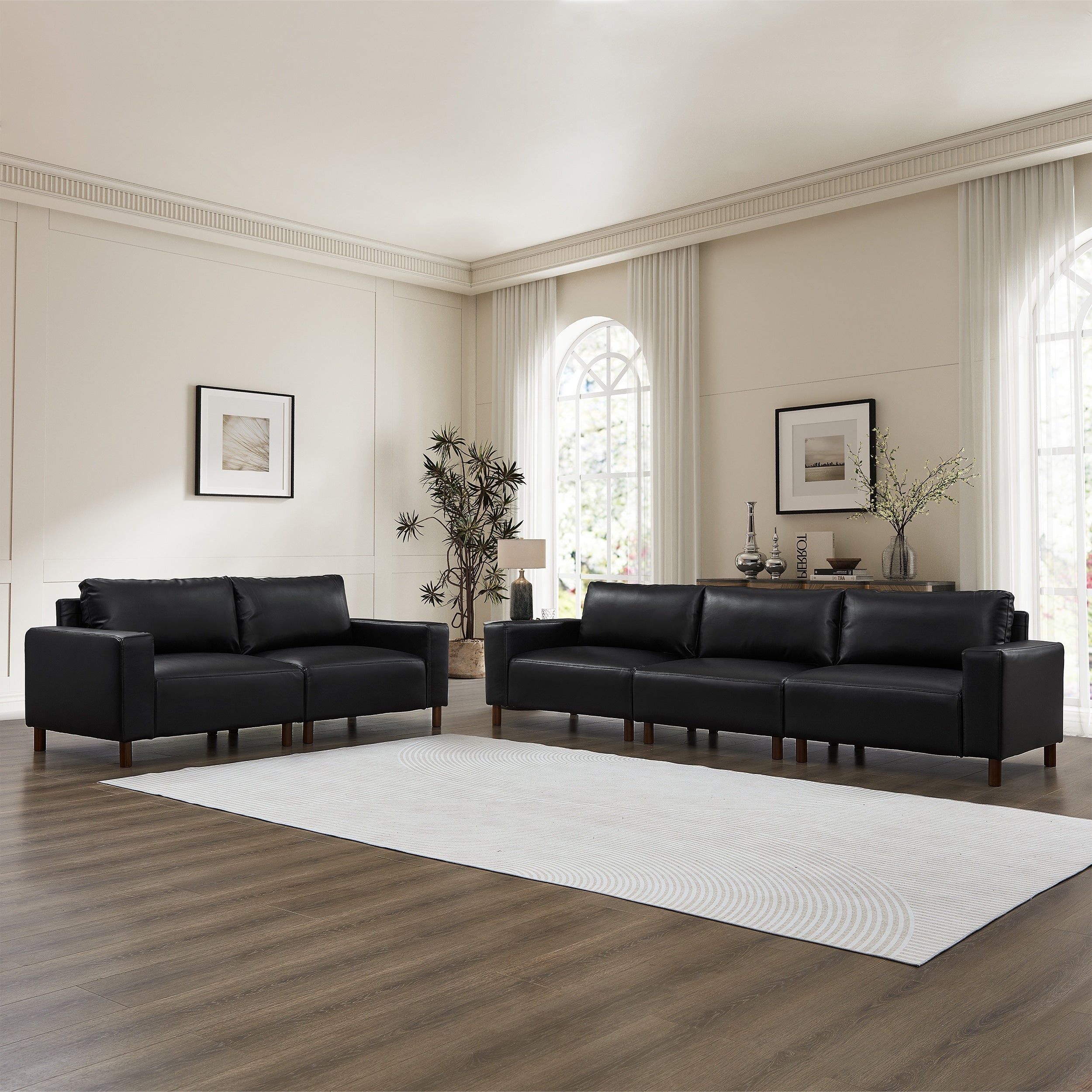 Roomfitters 2 Piece Modern Living Room Set 112 3 Seater Sofa And 78 Loveseat With Solid Wood Legs