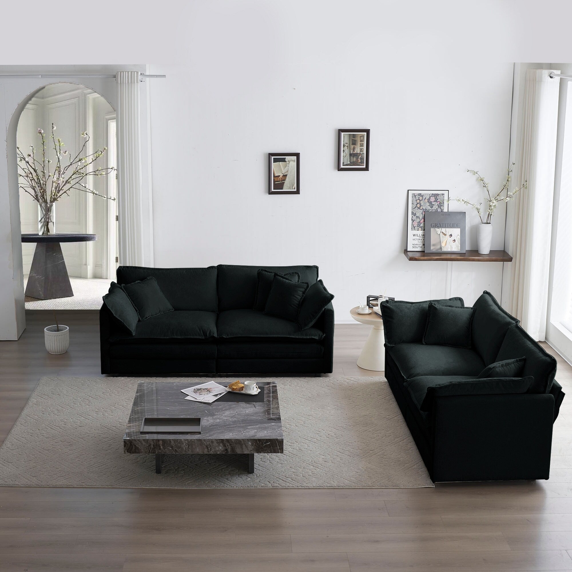 Roomfitters 2 Piece Modular Loveseat Set Two 2 Seater Chenille Couches For Living Room Office