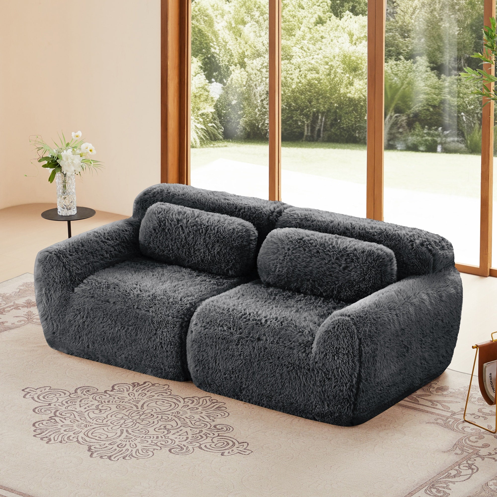 Roomfitters 2 Seater Modular Plush Sectional Sofa No Assembly High Density Sponge Couch With Pillows