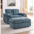 Roomfitters 2 Seater Upholstered Loveseat Sofa With Storage Ottoman Phone Mount And Side Pocket Tufted Accent Couch