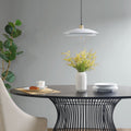 Roomfitters 2 Tier Layered Shade Pendant Mid Century Matte White Hanging Light Luxury Gold White Single Bulb Ceiling Fixture