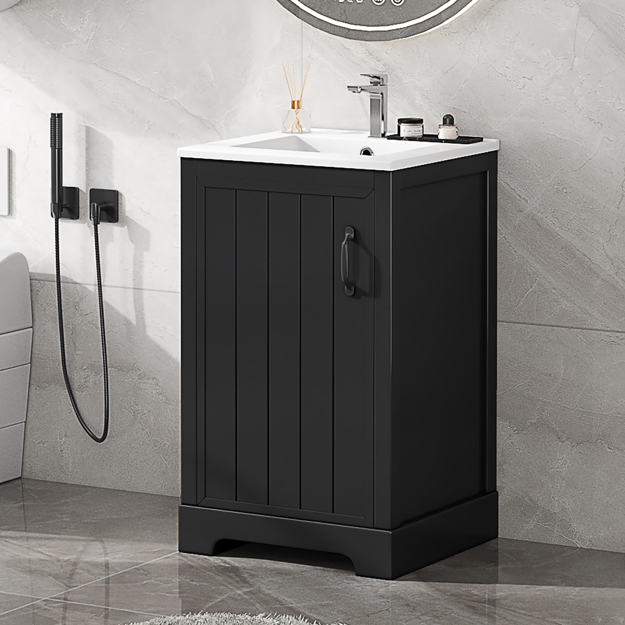 Roomfitters 20 Bathroom Vanity With Sink Soft Close Cabinet With Door Racks Adjustable Shelf