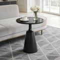 Roomfitters 20 Round Glass Top Side Table Black Metal Pedestal Base Modern Minimalist Accent End Table For Home Black
