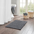 Roomfitters 20X30 Cotton Chenille Chain Stitch Rug Charcoal Textured Spa Bathroom Carpet Soft Quick Dry Non Skid Bath Mat