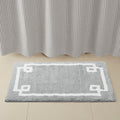 Roomfitters 20X30 Cotton Tufted Bath Rug Grey White Hotel Style Bordered Rug Soft Absorbent Washable Bathroom Rug Non Skid
