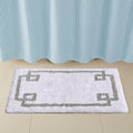 Roomfitters 20X30 Cotton Tufted Bath Rug White Grey Hotel Style Bordered Rug Soft Washable Bathroom Rug Non Skid Backing