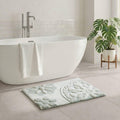 Roomfitters 20X30 Medallion Cotton Tufted Bath Rug Green White Bohemian Floral Carpet Soft Absorbent Washable Luxury Bath