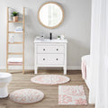 Roomfitters 20X30 Medallion Cotton Tufted Bath Rug Pink White Bohemian Floral Carpet Soft Absorbent Washable Luxury Bath Rug