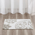 Roomfitters 20X30 Medallion Cotton Tufted Bath Rug Taupe White Bohemian Floral Carpet Soft Absorbent Washable Luxury Rug