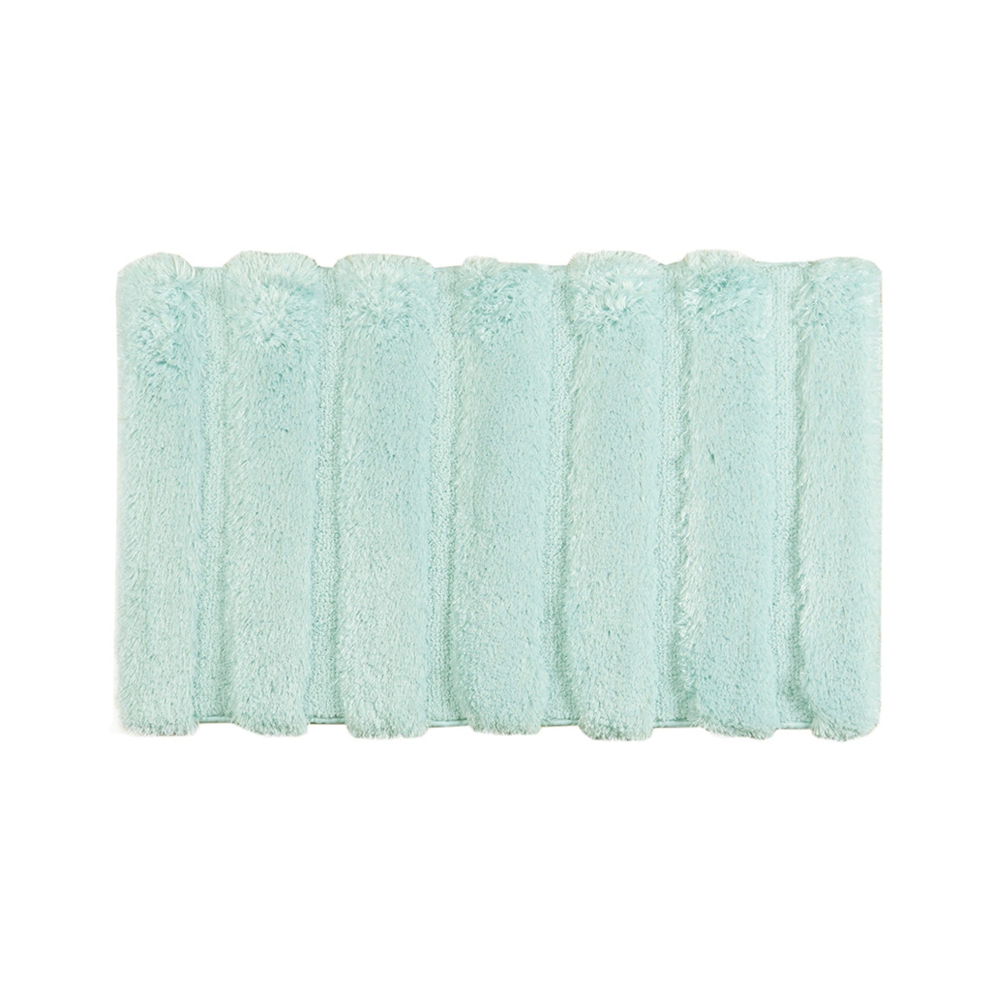 Roomfitters 21X34 High Low Stripe Tufted Bath Rug Seafoam Shabby Chic Bathroom Carpet Soft Macro Spun Polyester Non Skid Rug