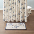 Roomfitters 21X34 Reversible High Pile Tufted Bath Rug Blue Cream Coastal Starfish Sea Shell Carpet Soft Cotton Bath Rug