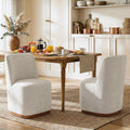 Roomfitters 22 Set Of 2 Upholstered Dining Chairs Japandi Style Armless Side Chairs With Solid Wood Plinth Base