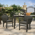 Roomfitters 23.62 Set Of 2 Outdoor Dining Chairs Modern Patio Armchairs With Woven Rope Back And Upholstered Cushions