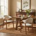 Roomfitters 23 Set Of 2 Upholstered Dining Chairs Mid Century Modern Z Arm Chairs With Teak Finished Wood Frame