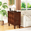 Roomfitters 24 Narrow Side Table Charging Nightstand With Wooden Legs For Living Room Walnut