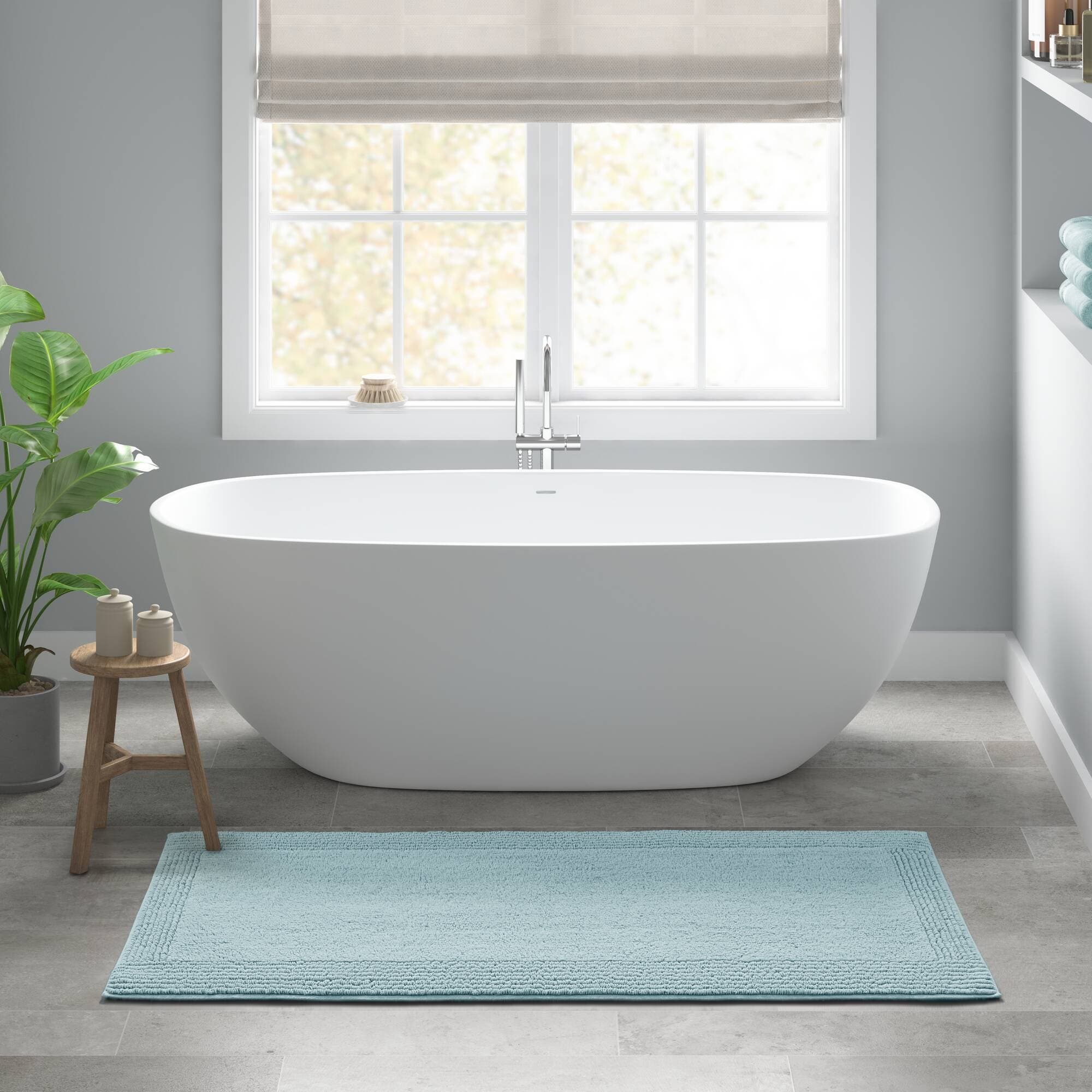 Roomfitters 24X44 Cotton Tufted 3000 Gsm Reversible Bath Rug Blue Heavyweight Luxury Spa Runner Extra Soft Absorbent Mat Set