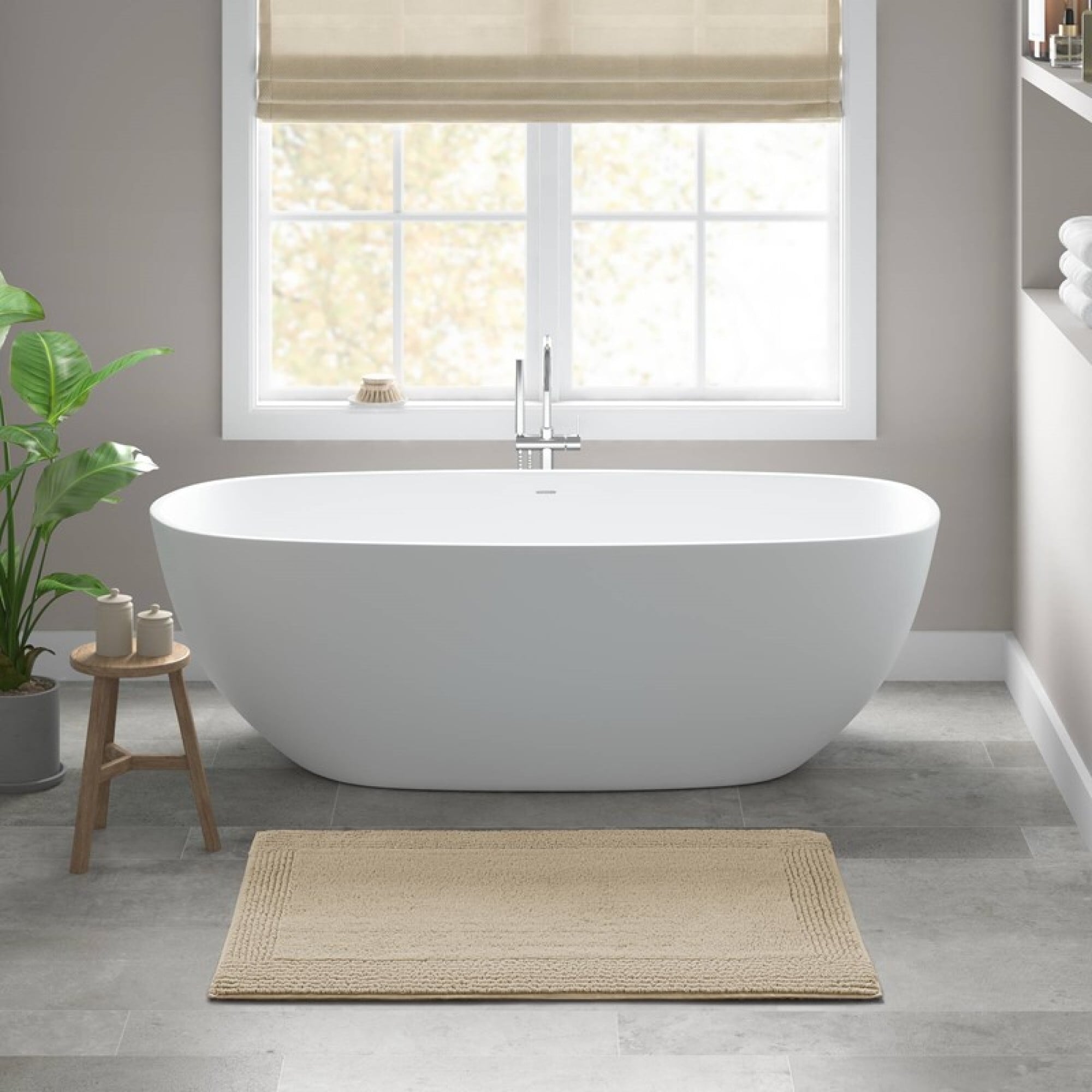 Roomfitters 24X44 Cotton Tufted 3000 Gsm Reversible Bath Rug Natural Heavyweight Luxury Spa Runner Extra Soft Absorbent Mat