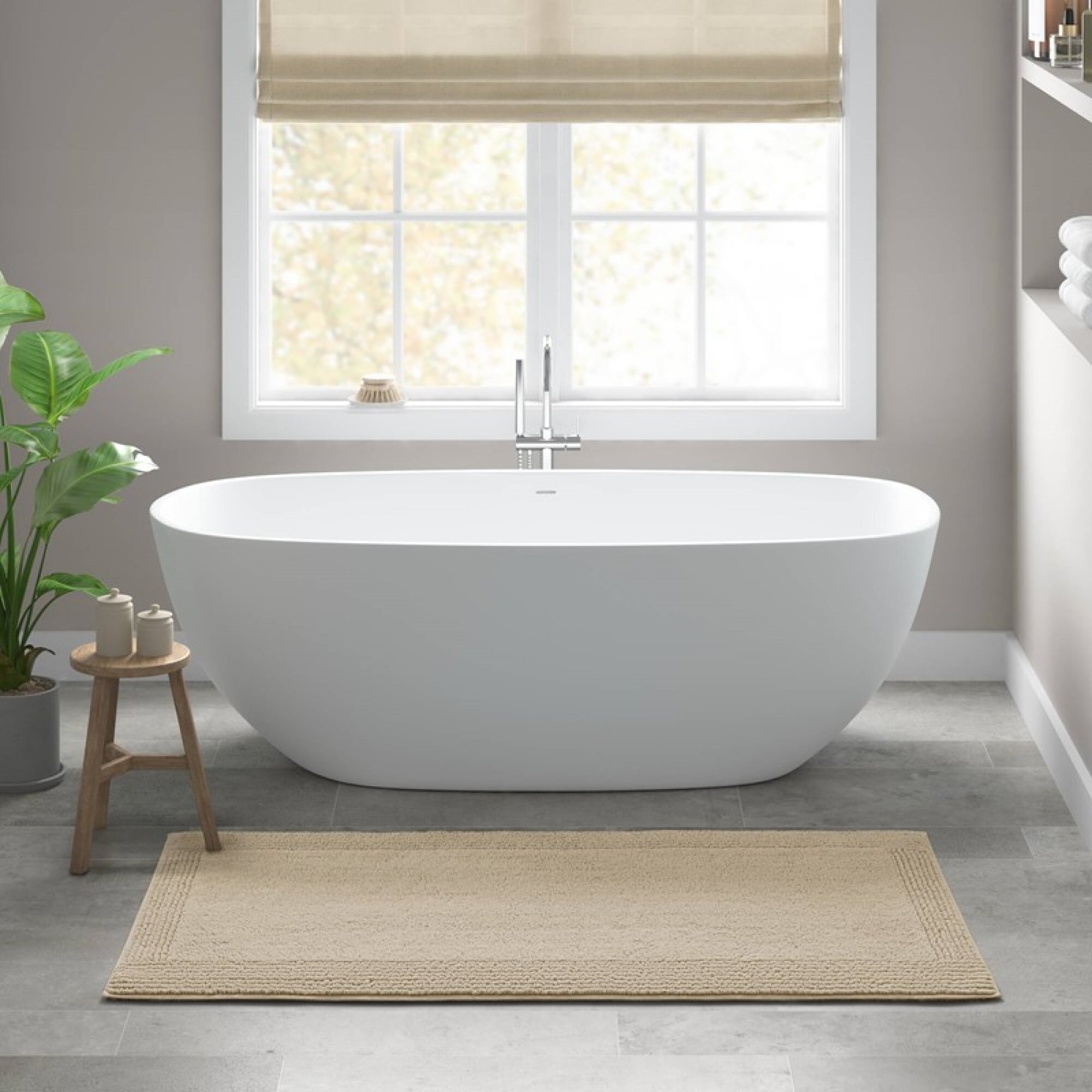 Roomfitters 24X60 Cotton Tufted 3000 Gsm Reversible Bath Rug Natural Heavyweight Luxury Spa Runner Extra Soft Absorbent Mat