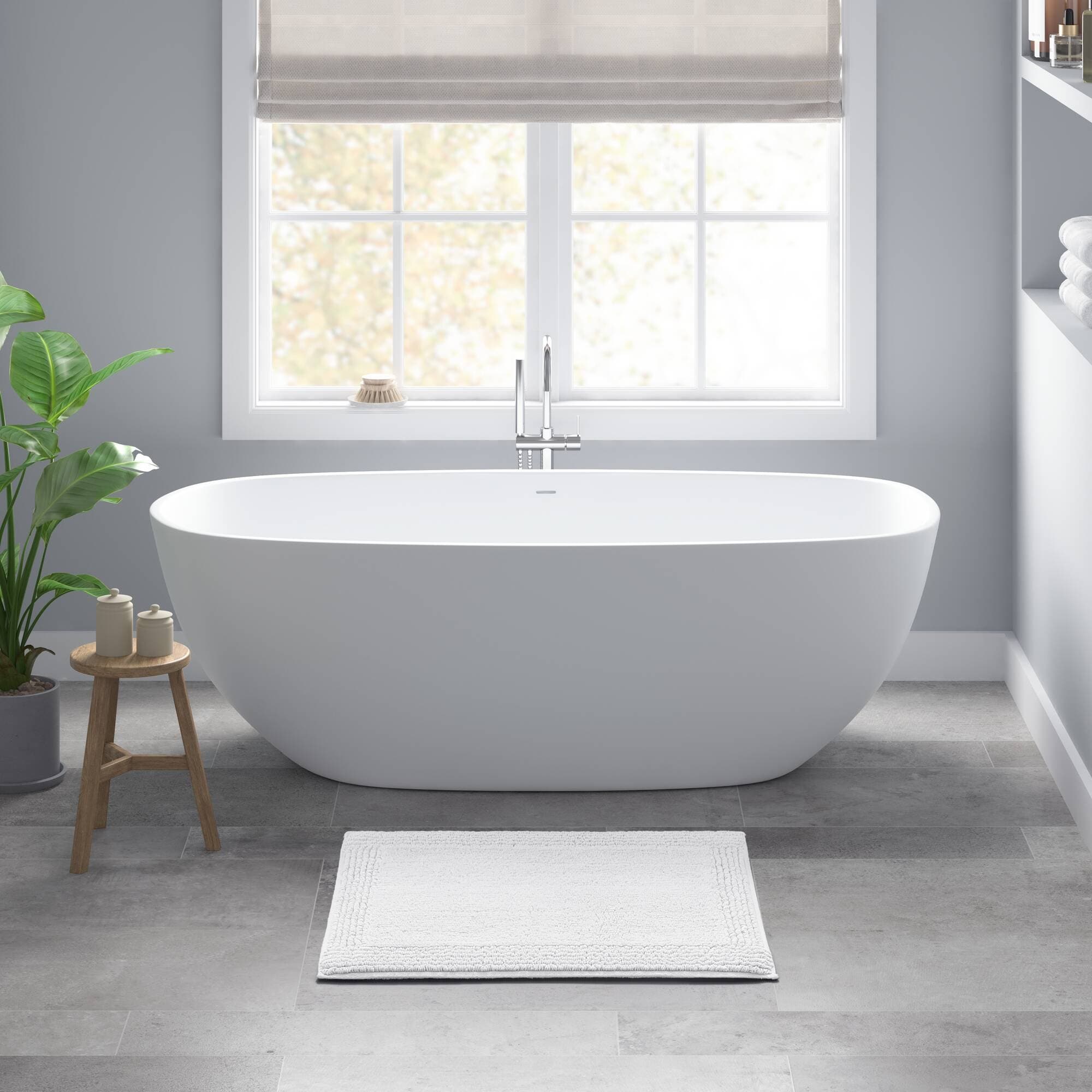 Roomfitters 24X60 Cotton Tufted 3000 Gsm Reversible Bath Rug White Heavyweight Luxury Spa Runner Extra Soft Absorbent Mat Set