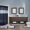Roomfitters 24X60 Cotton Tufted Bath Rug Navy Light Grey Triple Border Runner Soft Absorbent Washable Luxury Bathroom Rug