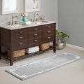 Roomfitters 24X72 Cotton Tufted Bath Rug Grey White Hotel Style Bordered Rug Soft Absorbent Washable Bathroom Rug Non Skid