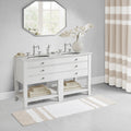 Roomfitters 24X72 Reversible Bath Rug Taupe White Casual Stripe Cotton Runner Long Soft Absorbent Washable Luxury Bath Rug
