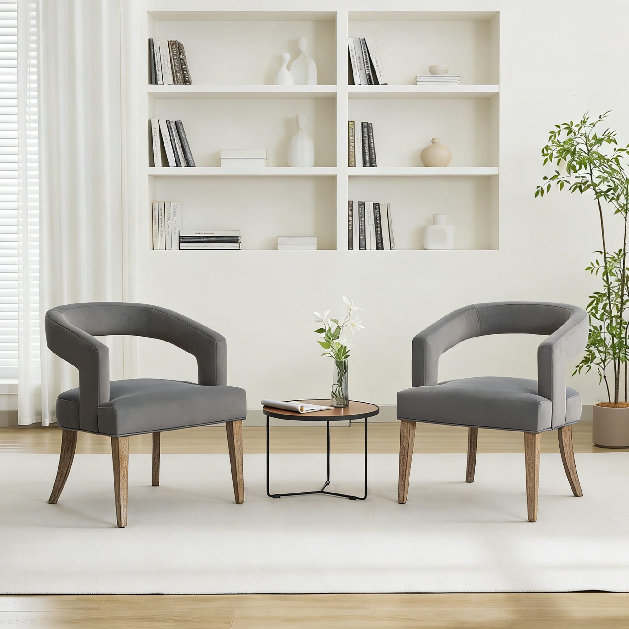Roomfitters 25.79 Accent Chair Set Of 2 Mid Century Modern Upholstered Armchair With Wooden Legs For Living Room