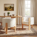 Roomfitters 25 Set Of 2 Upholstered Dining Chairs Japandi Style Barrel Back Side Chairs With Wood Frame