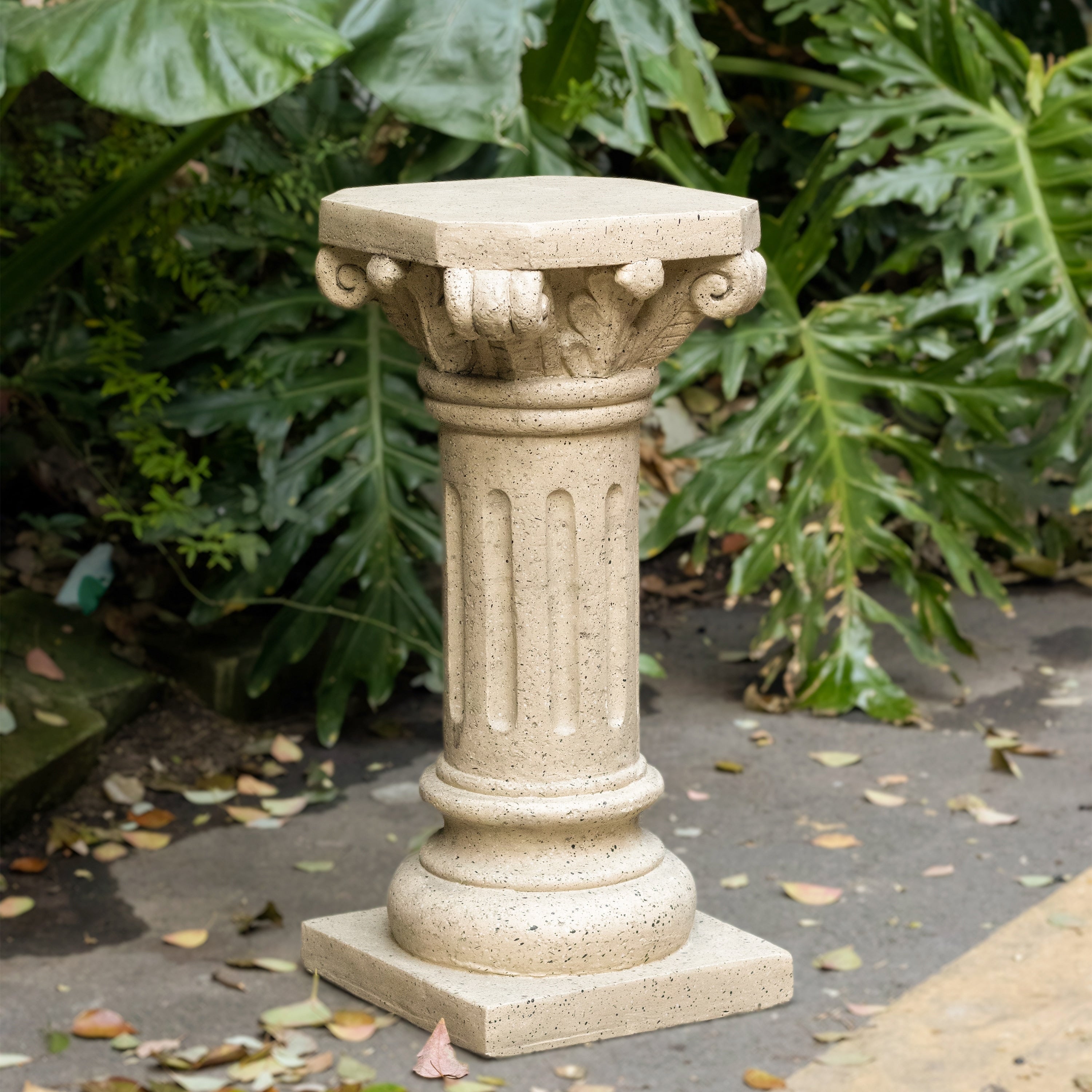Roomfitters 26.25 Inch Fluted Roman Column Plant Stand Pedestal Pillar Flower Pot Holder For Outdoor Garden Patio Sand