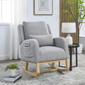 Roomfitters 27.5 W Sherpa Rocking Chair Modern Upholstered Armchair Rocker With Side Pocket And Lumbar Pillow Grey