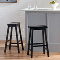 Roomfitters 29 Inch Backless Wood Bar Stool With Saddle Seat Modern Farmhouse Kitchen Island Pub Chair Space Saving Black