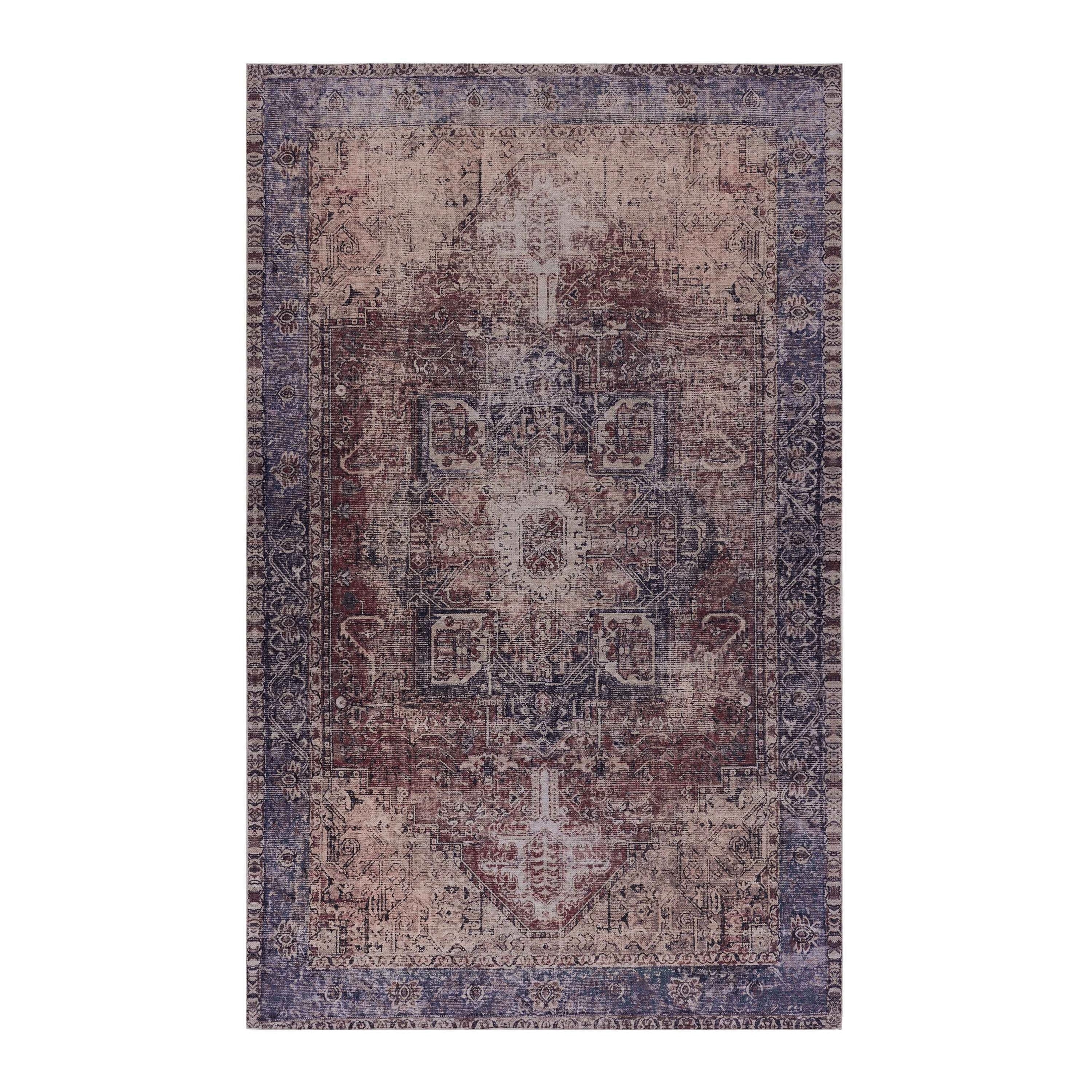 Roomfitters 2 X 3 Machine Washable Boho Vintage Area Rug Non Slip Pet Friendly Indoor Living Room Decor Carpet Burgundy