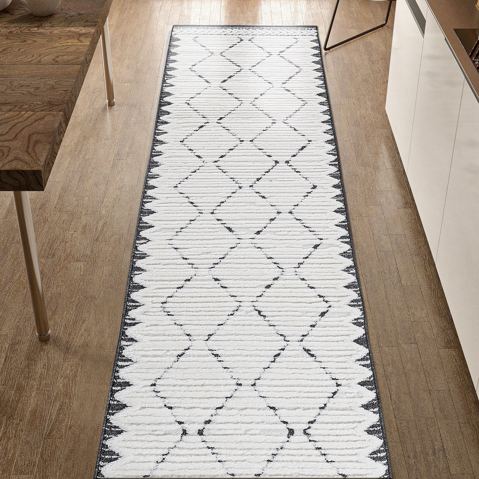 Roomfitters 22X8 Machine Washable Boho Vintage Area Rug Non Slip Pet Friendly Indoor Living Room Decor Carpet Cream