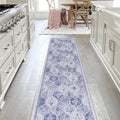 Roomfitters 26 X 10 Machine Washable Boho Vintage Area Rug Non Slip Pet Friendly Indoor Living Room Decor Carpet Blue