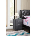 Roomfitters 3 Drawer Nightstand Chic Wood Grain Silver Handles Contemporary Modern Bedroom End Table