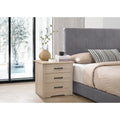 Roomfitters 3 Drawer Nightstand Sandalwood Wood Grain Black Industrial Handles Modern Contemporary Bedroom End Table
