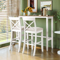 Roomfitters 3 Piece Bar Height Dining Set 48 Wood Breakfast Nook Table With 2 X Back Chairs For Small Spaces