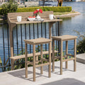 Roomfitters 3 Piece Outdoor Bar Set Balcony Railing Hanging Table With 2 Bar Stools For Patio Deck Counter Grey Finish