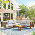 Roomfitters 3 Piece Outdoor Sectional Sofa Set With Coffee Table Solid Wood Frame L Shaped Patio Furniture