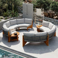 Roomfitters 3 Piece Outdoor Sofa Set For 6 Half Moon Patio Conversation Set Cushions Rope Woven Steel Sectional