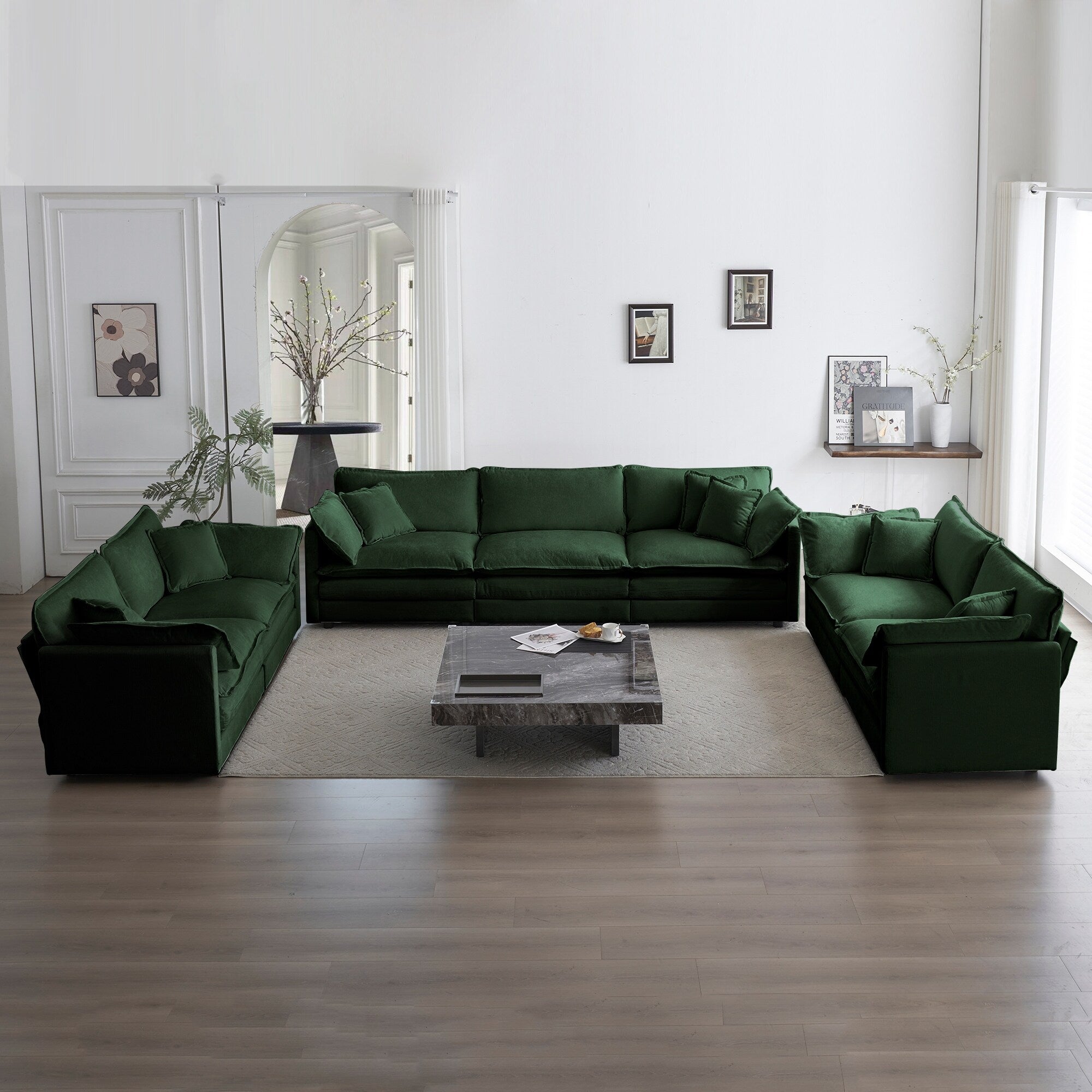 Roomfitters 3 Piece Oversized Modular Sofa Set One 3 Seater Two 2 Seater Deep Seat Chenille Couches