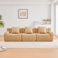 Roomfitters 3 Seat Teddy Fabric Boneless Sofa No Assembly Streamlined Couch With 32D Sponge