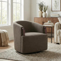 Roomfitters 30 Inch Boucl Swivel Barrel Chair 360 Rotating Armchair Solid Wood Accents Contemporary Lounge