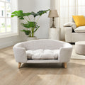 Roomfitters 30.7 Elevated Dog Bed Sofa For Small Dogs Modern Ribbed Upholstered Pet Couch With Tapered Wood Legs