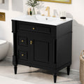 Roomfitters 30 Bathroom Vanity With Sink Solid Wood Frame Flip Drawer 2 Drawers Door Rack