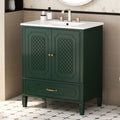 Roomfitters 30 Vintage Style Bathroom Vanity With Ceramic Sink Customizable Storage Drawer And Soft Close Door