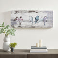 Roomfitters 30X12 Inch Hand Painted Wood Plank Panel Wall Art Rustic Bird On A Wire Nature Decor By Elle Summers Gray