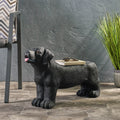 Roomfitters 31.5 Inch Black Labrador Outdoor Bench Hand Crafted Lightweight Concrete Garden Seat Matte Black