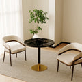 Roomfitters 31.5 Inch Round Square Dining Table With Faux Marble Top And Sturdy Pedestal Base For Small Spaces Black Gold