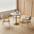 Roomfitters 31.5 Round Dining Table With Faux Marble Top And Metal Pedestal Base For Small Kitchen Spaces
